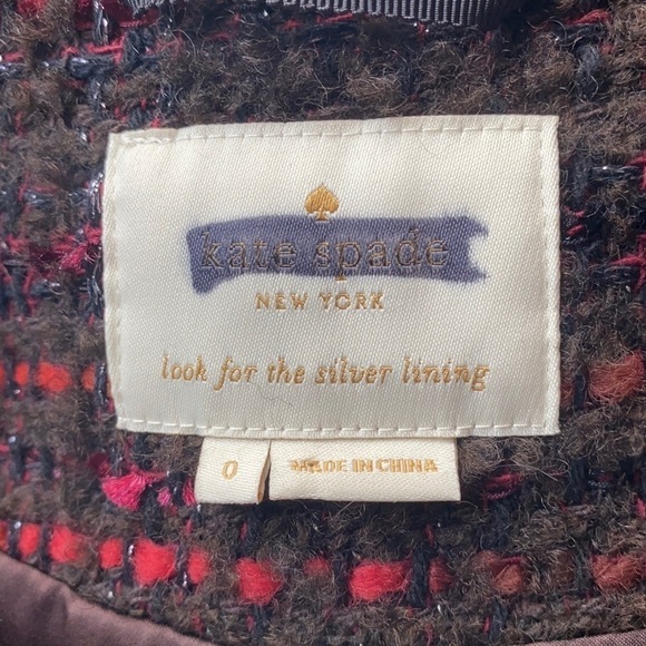 KATE SPADE black and pink stripe tweed blazer sz 0 - Picture 4 of 6